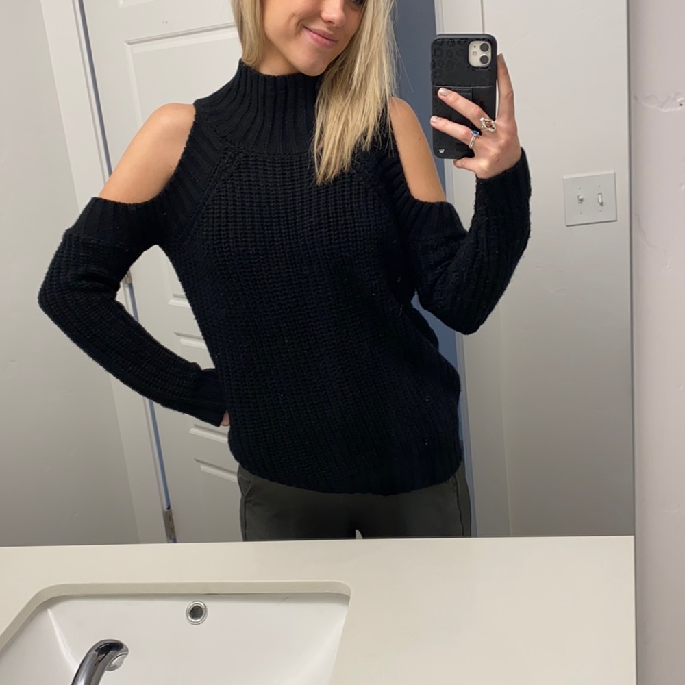 Chunky Knit Cold Shoulder Sweater